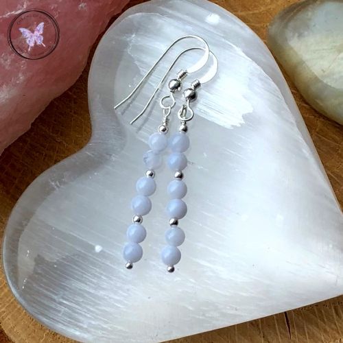 Blue Lace Agate long dangle Earrings